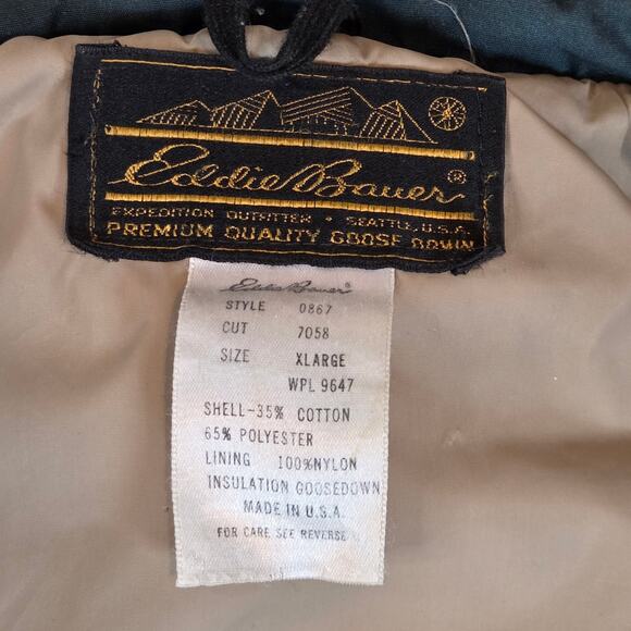 Vintage Eddie Bauer Goose Down Vest XL Made in USA Green Expedition 70s 80s - Picture 4 of 16